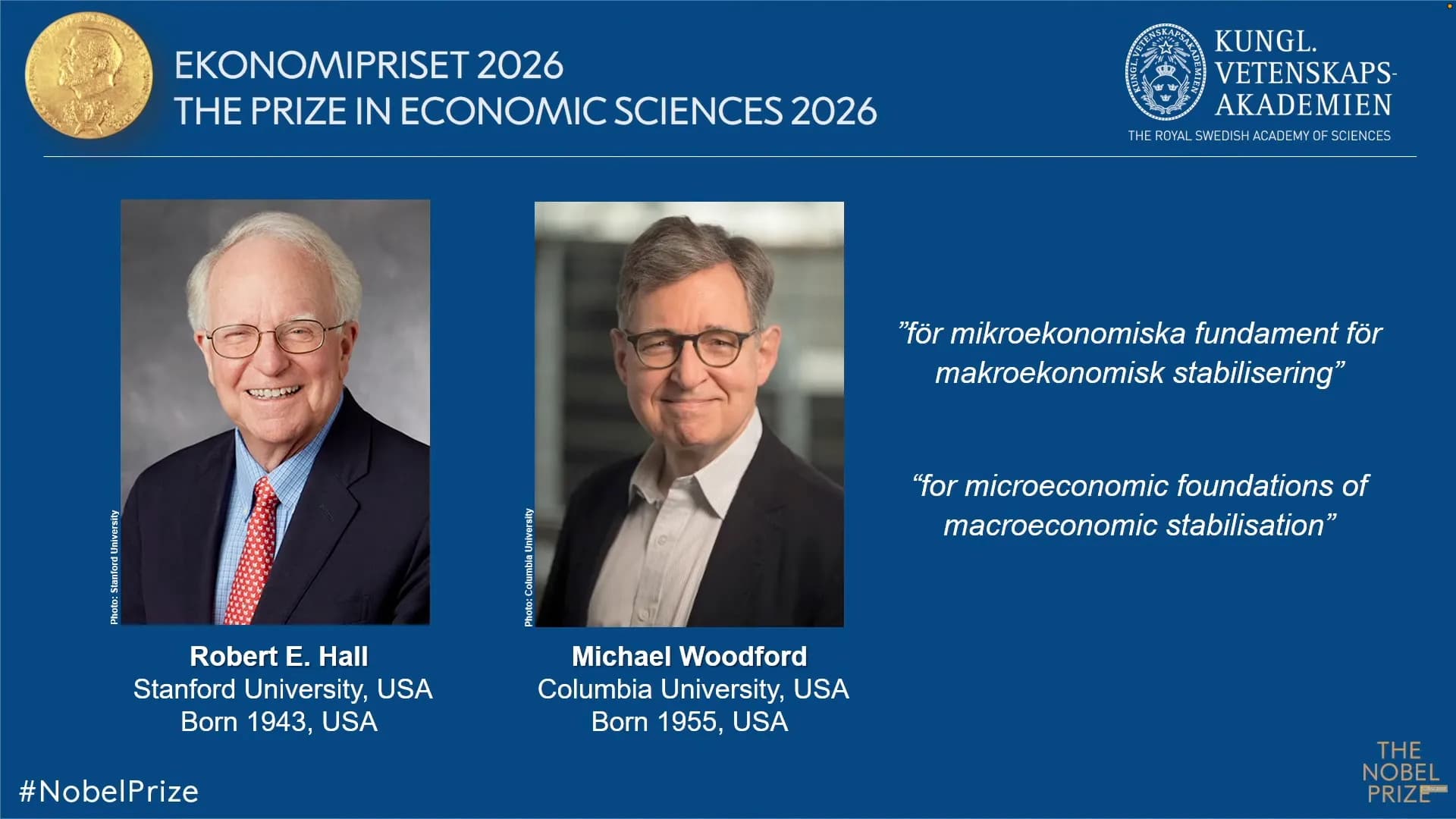 Nobel Kinh tế 2026 vinh danh hai kinh tế gia Mỹ