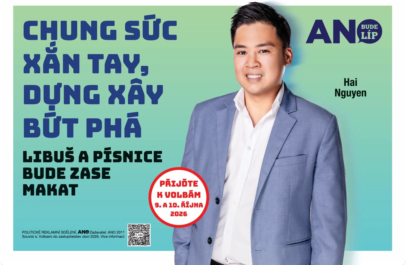 Ứng viên gốc Việt Hai Nguyen tham gia danh sách tranh cử của phong trào ANO tại Praha 4