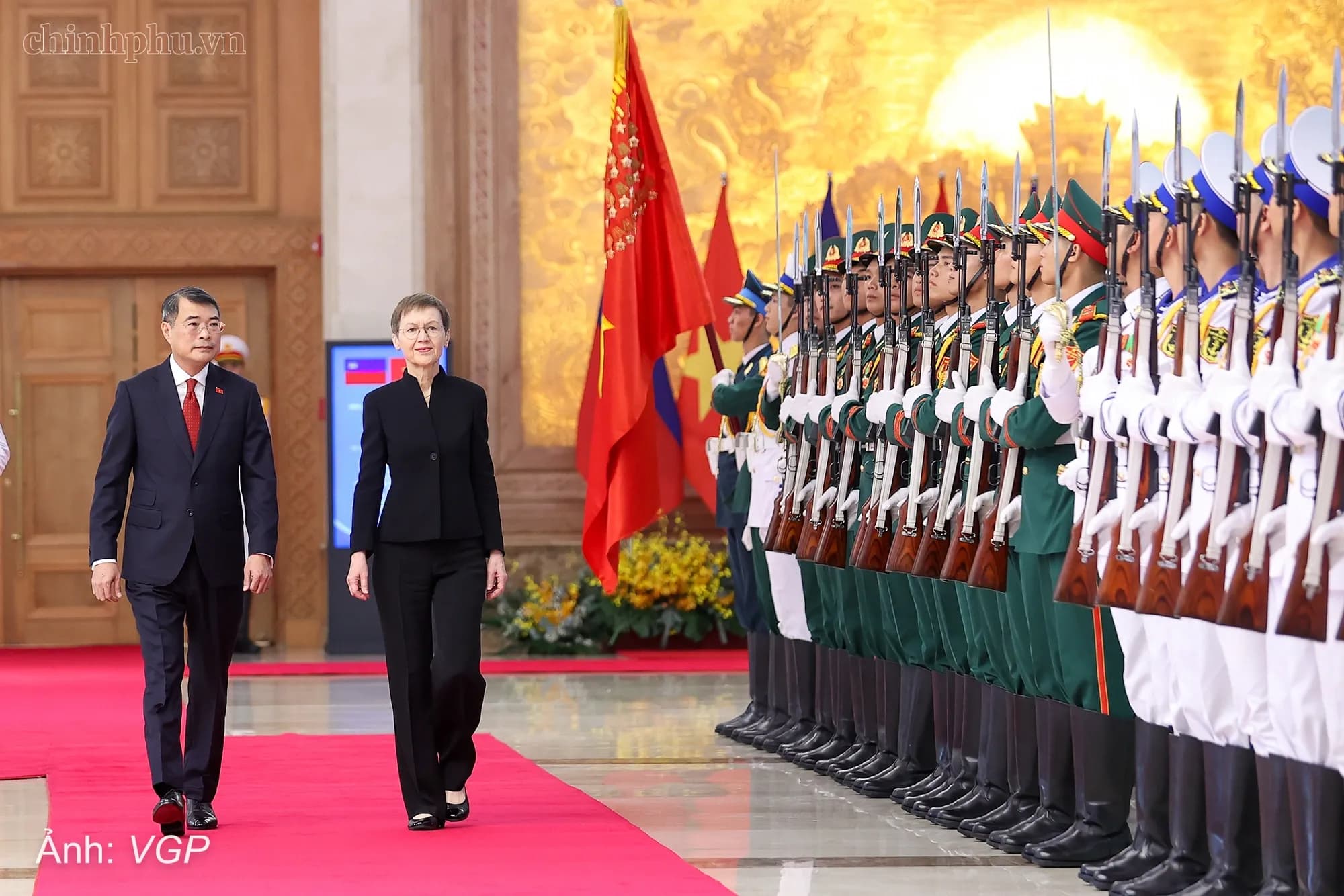 Thủ tướng Lê Minh Hưng chủ trì lễ đón Thủ tướng Liechtenstein