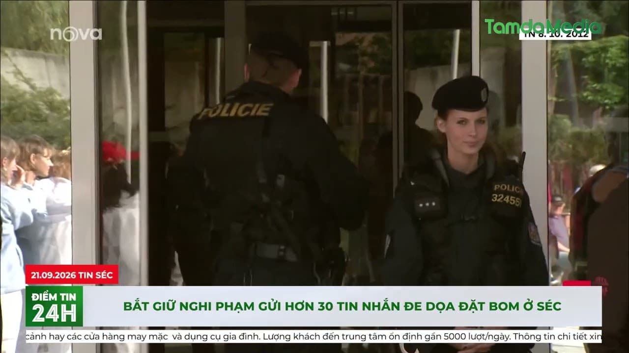 Bắt giữ nghi phạm gửi hơn 30 tin nhắn đe dọa đặt bom ở Séc